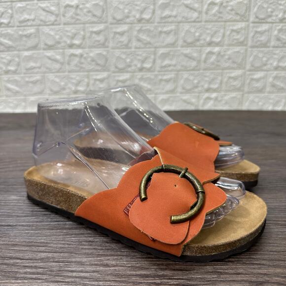 Cliffs 'Goyle' by White Mountain Sandals Orange Slides Women's 6M Metal Buckle - Picture 1 of 10